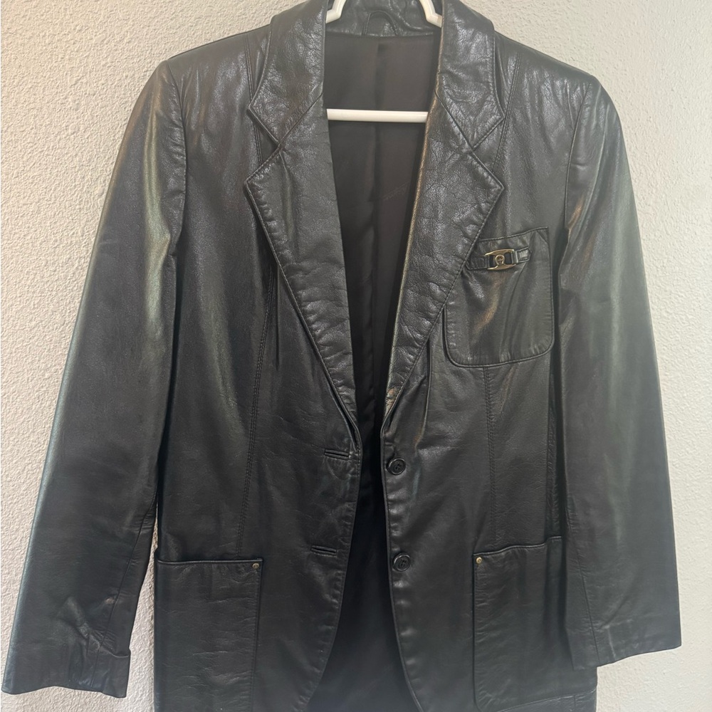 Vintage Etienne Aigner Black Leather Jacket